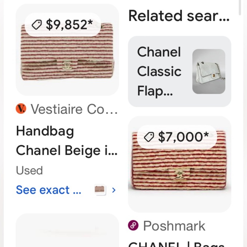 Chanel Classic Beige & red Striped Double Flap Bag 2014 - Picture 7 of 17